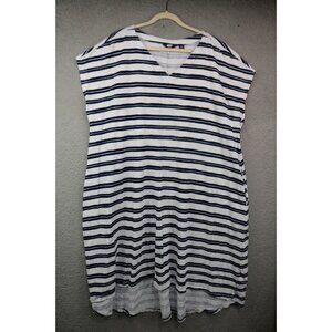 Land's End Striped Hi-Lo Maxi Dress-Size 2X(20W-22W)-Pockets-Nautical